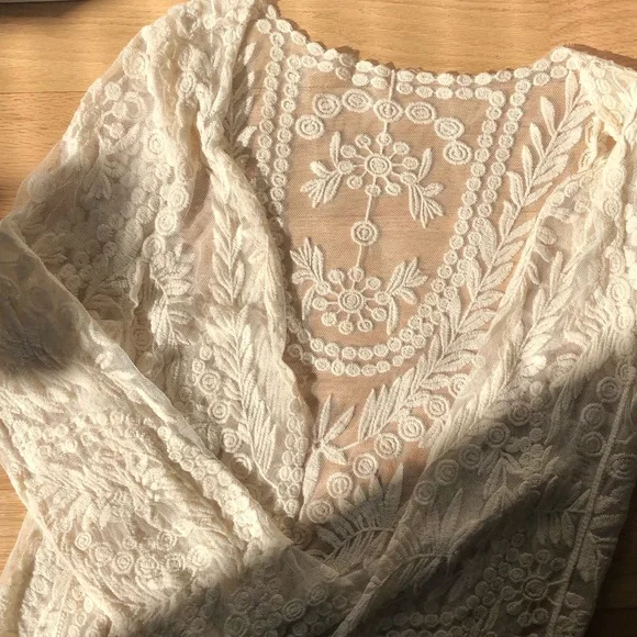 cottagecore creme lace kimono top 🕊🌻 - Picture 2 of 7